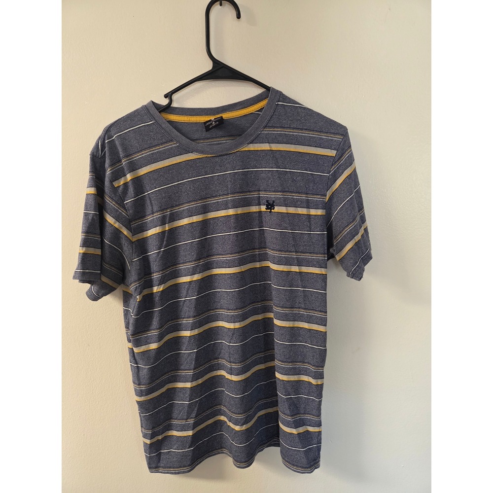 Zoo York Mens Striped T-Shirt Blue Yellow White Crew Neck Skate Tee Size M